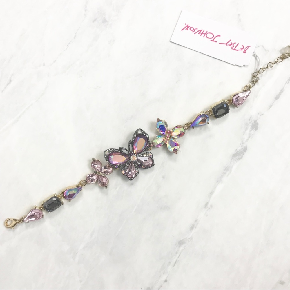 Betsey Johnson Butterfly Bracelet Rhinestones NWT - Picture 3 of 8